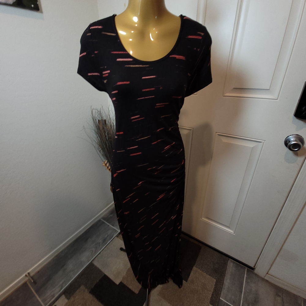 Apt. 9 Black Maxi Dress with Pink Stripes